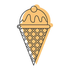 Yellow ice cream doodle icon vector illustration for design and web isolated on white