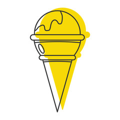 Yellow ice cream doodle icon vector illustration for design and web isolated on white