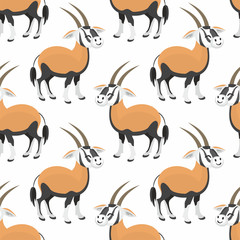 Children’s seamless pattern with the image of cute African animals in cartoon style. Vector background.