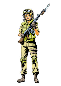 marine army girl character,illustration,art,logo,design,color