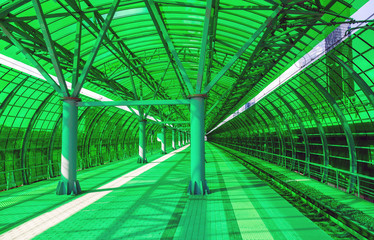 MOSCOW, RUSSIA - AUGUST 17, 2017: Railway station with a green dome Business Center. Moscow Central Ring
