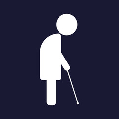 Old man with a cane. vector icon