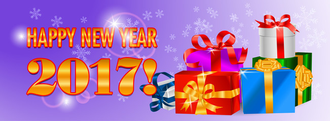 Vector illustration New Year decorate poster.