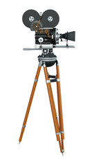 3D Rendering Filmmaker Movie Camera on White