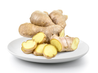 ginger in a plate isolated on a white background