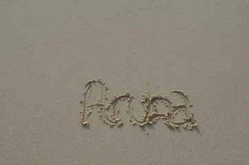 Aruba Written in the Damp Beach Sand