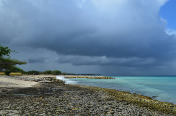 Very Dark Storm Clouds Hanging Over Aruba's Waters