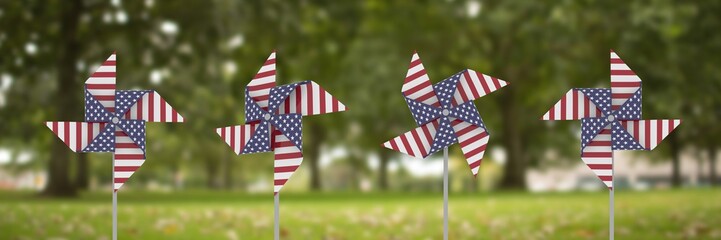 USA wind catchers in front of trees