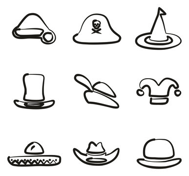 Hat Icons Set 2 Freehand 