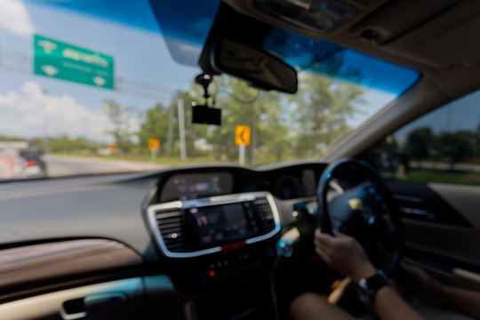 blur image, people travel road trip driving modern car
