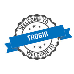 Welcome to Trogir stamp illustration