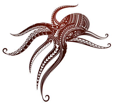 Naklejki Maori style octopus tattoo