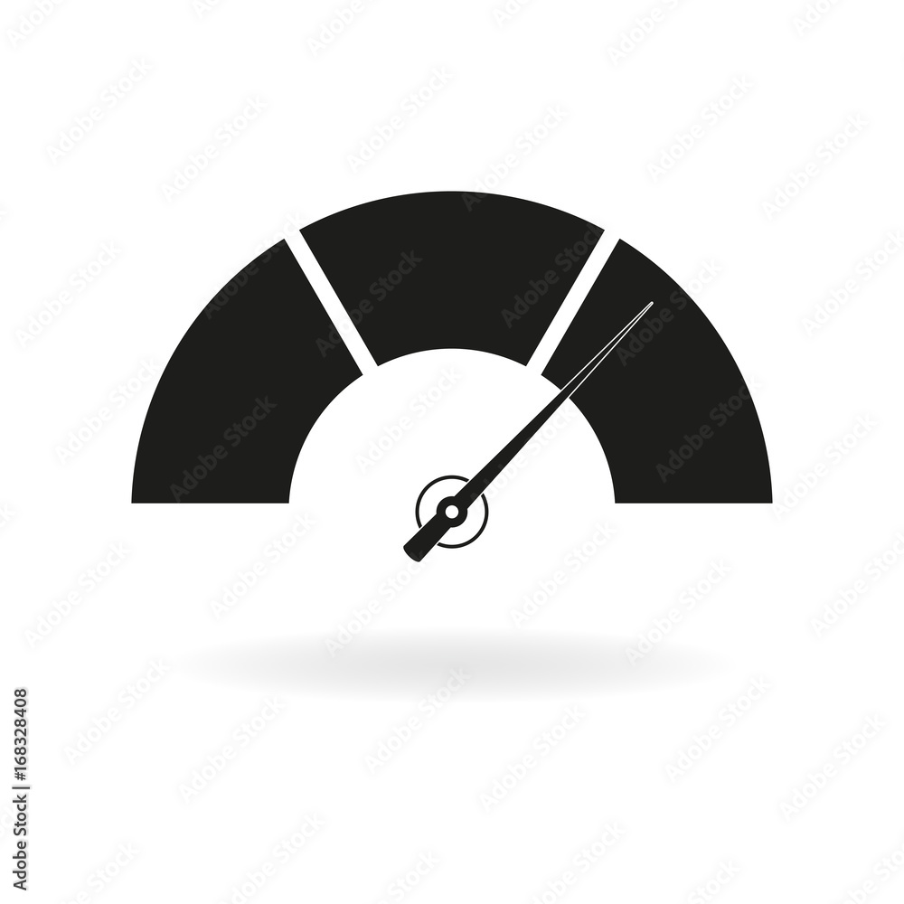 Poster speedometer icon with arrow. meter and gauge element. vector illustration.