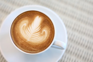 heart shape latte art of hot coffee drink tasty