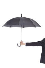 hand holding black umbrella