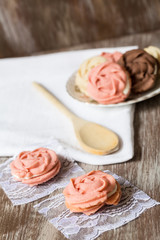 Strawberry Cookies on Lace with Wood Spoon