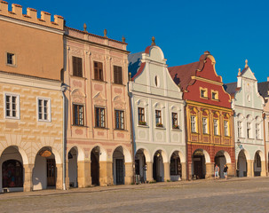 Colorful arcade in Telc, Czech Republic