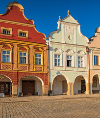 Obraz premium Colorful arcade in Telc, Czech Republic