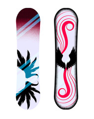 Vector illustration snowboard design collection.