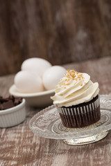Chocolate Cupcake With Eggs and Pieces