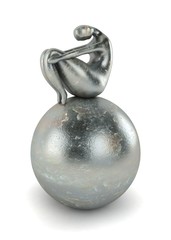 Figure Resting On Sphere Sculpture