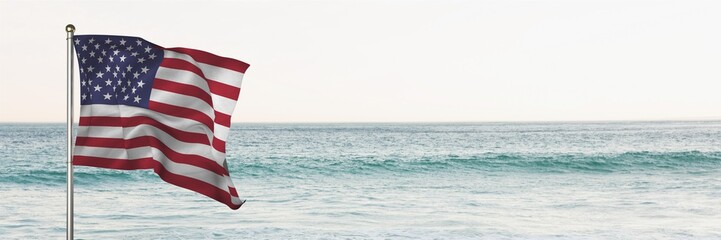 3D USA flag against beach background