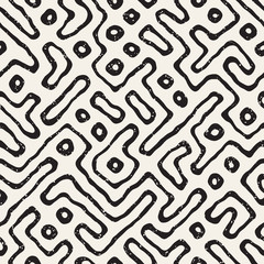 Seamless pattern with maze lines. Monochrome abstract background. Vector hand drawn labyrinth.