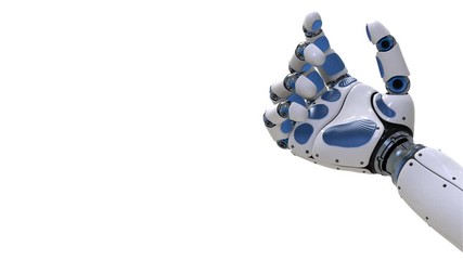 4K. Robot Arm. Futuristic robotic hand in motion