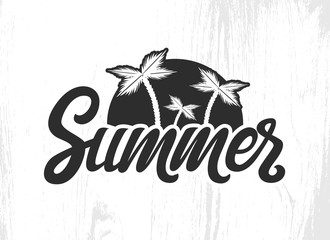 Vector hand written lettering Summer with palms