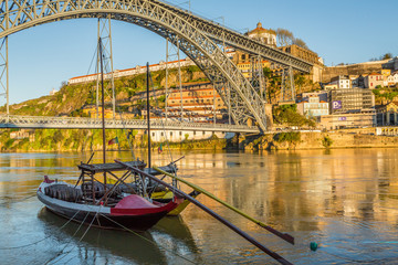 Oporto D. Luis Bridge over the Douro River.