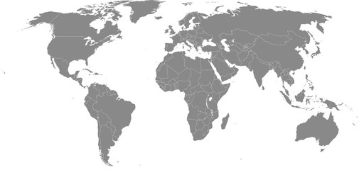 High resolution map of the world (without Antarctica) split into individual countries. Showing distinct borders between countries. Robinson projection. - obrazy, fototapety, plakaty