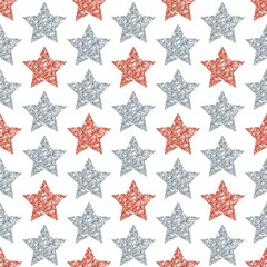 Seamless Pattern Silver/Copper Stars Sparkling