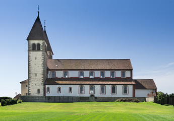 Fototapeta na wymiar The north side of the church of Saint Peter and Paul on the island of Reichenau - Lake Constance, Baden-Wuerttemberg, Germany, Europe