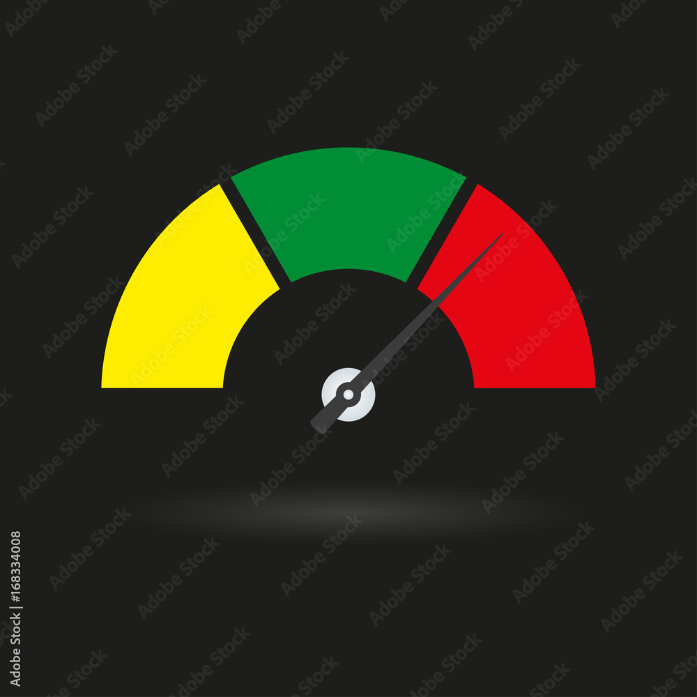 Poster speedometer icon with arrow. meter and gauge element. vector illustration.