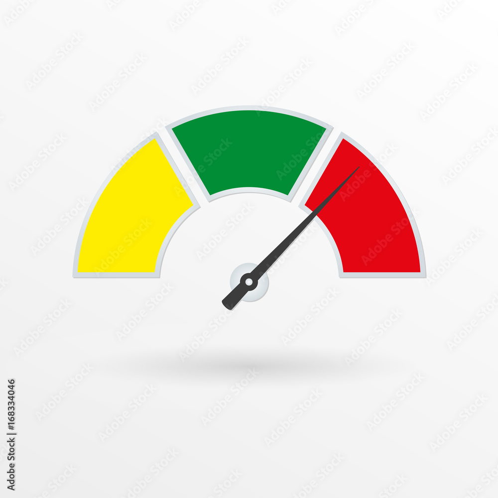 Poster speedometer icon with arrow. meter and gauge element. vector illustration.