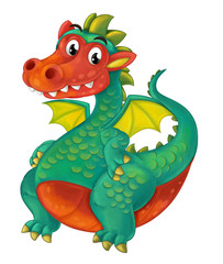 cartoon happy and funny dragon isolated - illustration for children