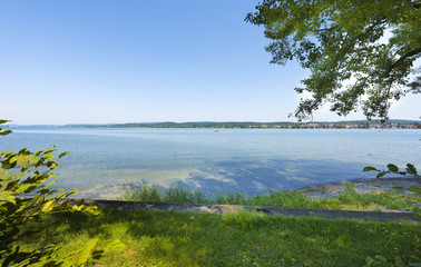 The waterside near Niederzell on the island Reichenau - Island of Reichenau, Lake Constance, Baden-Wuerttemberg, Germany, Europe