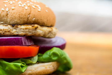 Chicken Burger or Sandwich in a Sesame Bread Roll