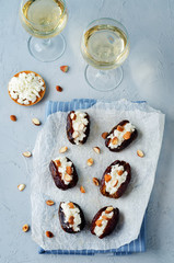 Almond and goat cheese stuffed dates