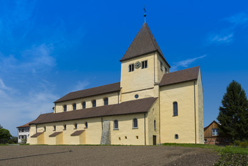 Fototapeta na wymiar St. Georg church in Oberzell on the island of Reichenau. UNESCO World Heritage - Island of Reichenau, Lake Constance, Baden-Wuerttemberg, Germany, Europe
