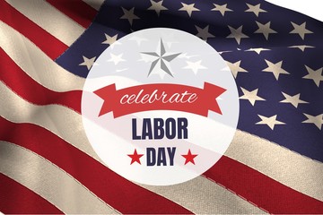 Labor day text over US flag