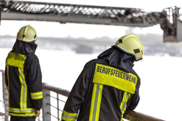 german fire fighters in a training