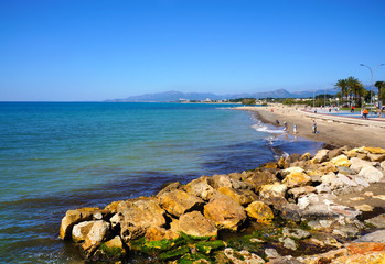 Fototapeta na wymiar Coast sea in in port Cambrils, Spain