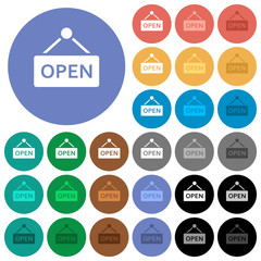 Fototapeta premium Open sign round flat multi colored icons