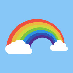 rainbow with clouds icon. isolated on background. Vector illustration.