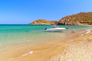Fototapeta na wymiar Boat at Vai beach on Crete, Greece