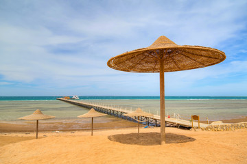 Egyptian beach at sunny day in Hurghada