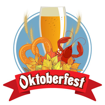 Oktoberfest illustration for the German autumn beer festival. Vector