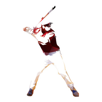 Baseball player abstract geometric vector silhouette
