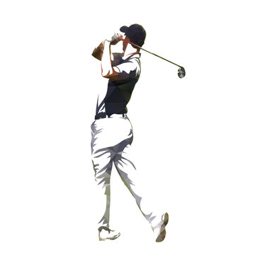 Golf player abstract geometrical vector silhouette